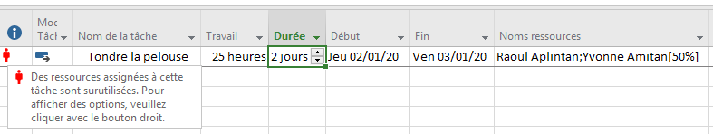 Tâche durée fixe