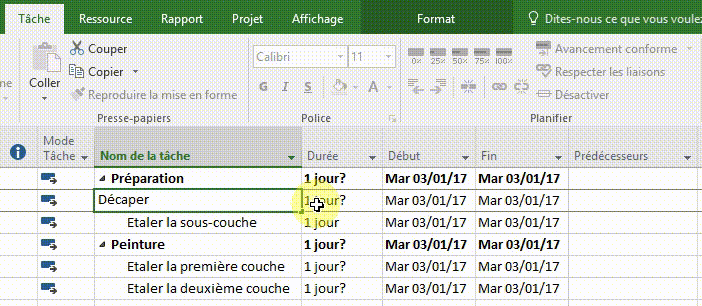 Bouton lier tâches