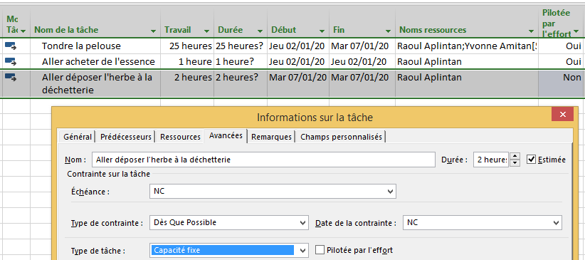 Tâche non pilotée par l'effort